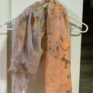 Peach and Lavender Floral Wrap Around Scarf